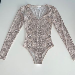 Nude Snakeskin Bodysuit